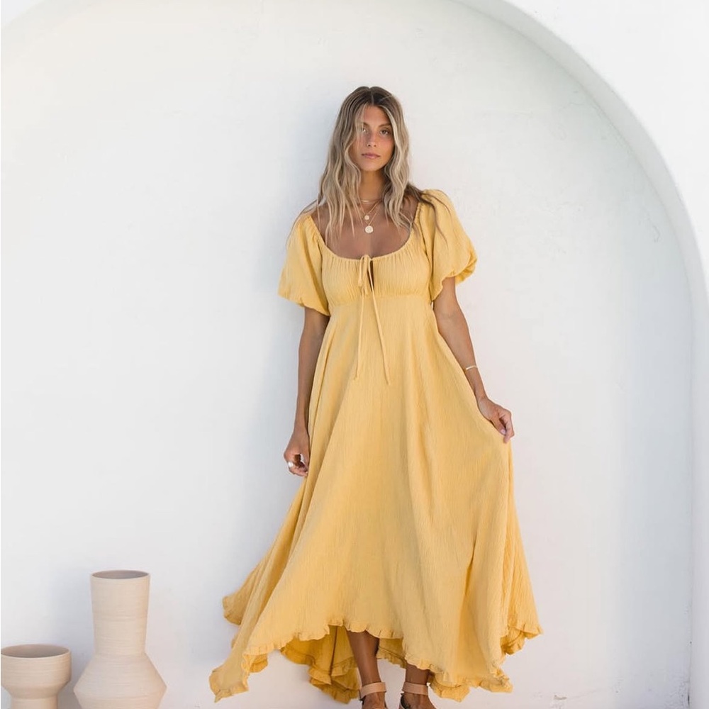 Golden Days Linen Yellow Dress - Solai the Label